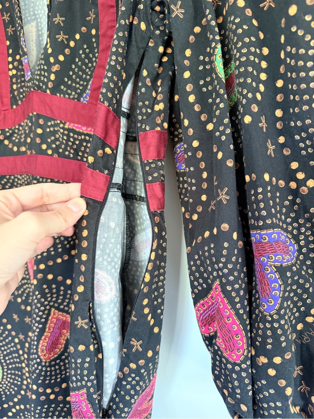 FARM Rio Deep V Heart Print Wide Leg Jumpsuit Size M Boho Statement Piece - Picture 4 of 7